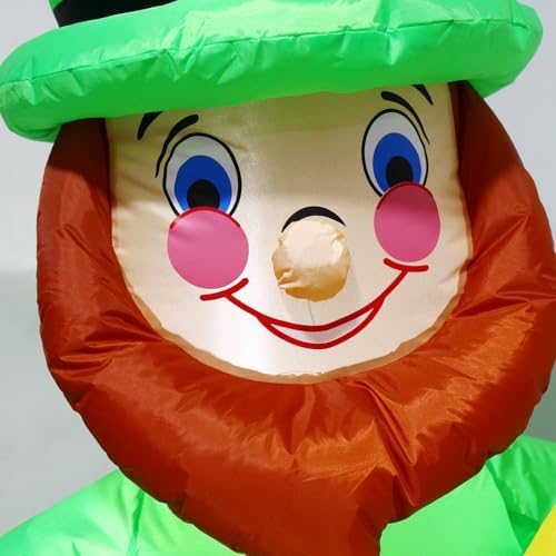 6 FT St. Patrick's Day Inflatable Leprechaun, Blow up Leprechaun Sits on Cornucopia Outdoor Decoration with LED Lights, for Yard Garden Lawn Front Door Holiday Decor (6FT Leprechaun on Cornucopia) - Image 5