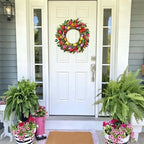Spring Wreath 22 Inch Artificial Summer Wreaths Tulip Wreath for Front Door with Yellow Tulip Eucalyptus Leaves purple Lavender for Mother's Day Indoor Wall Festival Farmhouse Wedding Decor - Image 4