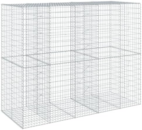 vidaXL Gabion Basket with Cover 98.4"x39.4"x78.7" Galvanized Iron - Image 7