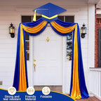 Batiyeer 3 Pcs Graduation Porch Decorations Class of 2026, 32.8 x 1.64 ft Large Graduation Blue Yellow Door Frame Decor with Diploma Cap for Congrats Grad School College Porch Flag Outdoor Party - Image 4