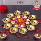 Decorative Urli Bowl Diwali Diyas Handcrafted for Floating Flowers and Tea Light Candles Home, Office and Table Decor| Beautiful Diwali Decoration Items (Diameter 12.2 Inches) - Image 7