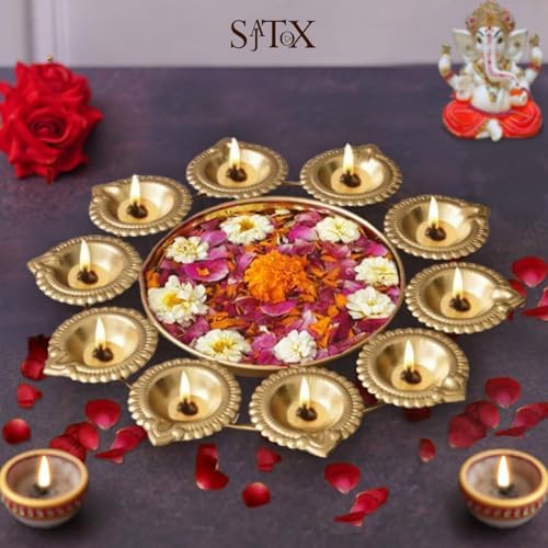 Decorative Urli Bowl Diwali Diyas Handcrafted for Floating Flowers and Tea Light Candles Home, Office and Table Decor| Beautiful Diwali Decoration Items (Diameter 12.2 Inches) - Image 7
