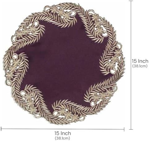 Decozen Set of 8 Doilies for Table, Lace Doilies - Rustic, Crochet, Farmhouse, Kitchen, Dining Table Centerpiece Decor - Round Christmas Placemats for Home 15 inch Gold Plum, The Anyce Collection - Image 6