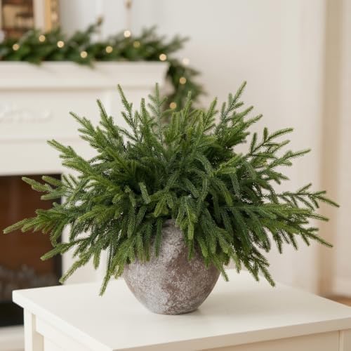 48Pcs Lifelike Touch Artificial Norfolk Pine Branches for Vase DIY Decor - Image 6