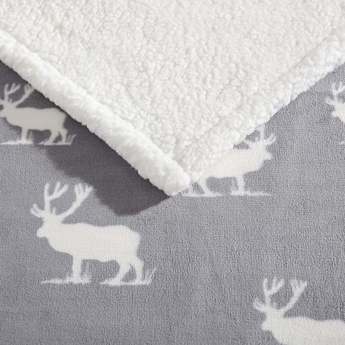 Eddie Bauer - Throw Blanket, Brushed Fleece & Plush Sherpa Bedding, Blanket for Couch & Bed (Elk Stance Grey, 50" x 60") - Image 5