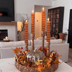 Conelist 5 Pcs Pumpkin Taper Candles Autumn Halloween Gifts, Warm Brown - Image 5