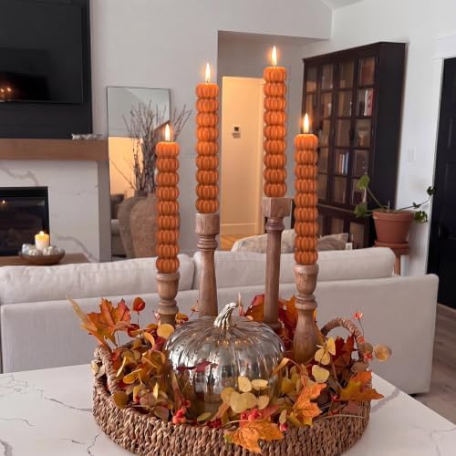 Conelist 5 Pcs Pumpkin Taper Candles Autumn Halloween Gifts, Warm Brown - Image 5