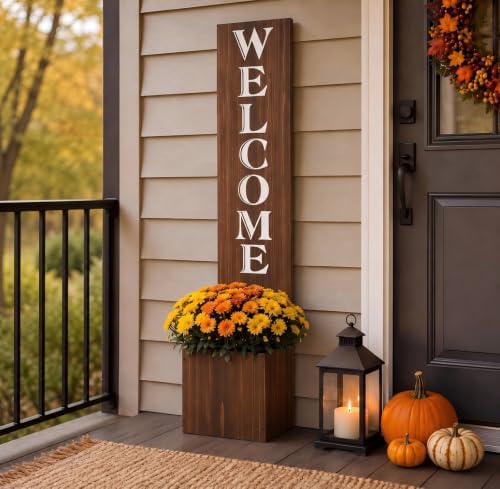 Pinkunn Fall Welcome Sign for Front Porch Standing 58'' with Planter Box by Pinkunn