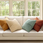 MIULEE Fall Teal-Orange Decorative Throw Pillow Covers 22x22 Inch Set of 4 Boho Corduroy Striped Cushion Cases Modern Farmhouse Patchwork Pillow Cases for Couch Sofa Bedroom Home Decor - Image 2
