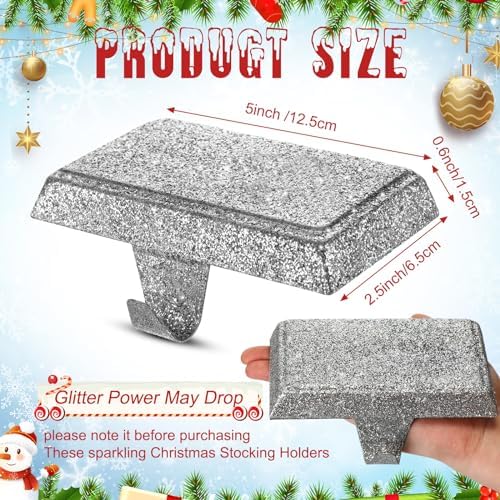Huwena 6 Pcs Metal Christmas Stocking Holders Shiny, Silver - Image 2