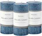 3x6 Inch Dark Blue Pillar Candles Set of 3 - Hand-Poured Unscented Candles, Long Clean Burning, Navy Blue Candle, Smokeless Dripless Candle for Dinner Table, Wedding, Home, Rustic Decor by MiraScents