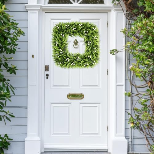 24 Inch Large Boxwood Wreath with White Berries, Spring Summer Artificial Green Wreaths for Front Door Farmhous Wedding Window Hanging Wall All Year Round Indoor & Outdoor - Image 6