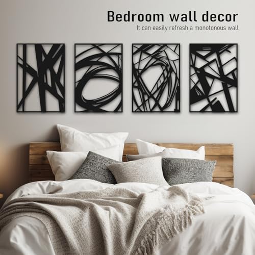 Bakovity Black Metal Abstract Wall Art, Modern 3D Living Room Wall Decor - Image 3