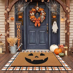 Tinideya 2 Pcs Halloween Layered Doormat Set for Front Porch, Pumpkin Face by Tinideya