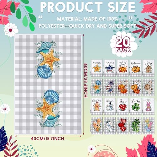 FuWeave Vigor Plaid 20 Pcs Seasonal Holiday Kitchen Hand Towels Set - Image 3