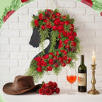 Suncalla Derby Horse Wreath for Front Door Run for the Roses Derby Rose Door Hanger Horse Racing Jockey Long Wooden Wall Sign Party Decorations Window Porch Home Festival Celebration Decorations - Image 4