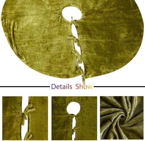 Sophia-Art Christmas Tree Skirt, Luxury Velvet Plush Skirt, Xmas Decoration Holiday Party Décor, Soft Velvet Home Décor Merry Christmas Party Christmas Tree Decorations (Parrot Green,23 Inch) - Image 4