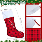 Maitys 5 Pcs Jumbo Christmas Stockings 43 Inch,Plaid Style,Multi Color - Image 2