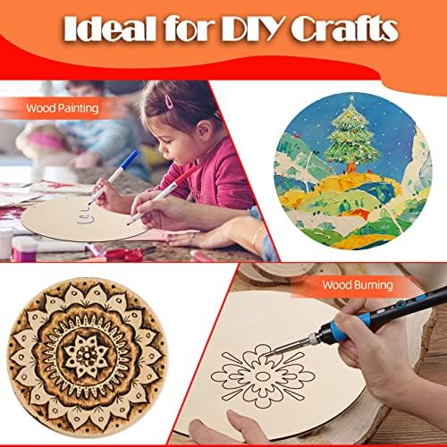 6 Pcs 16 Inch Wood Circles for Crafts Unfinished Round Wooden Discs Blank Wood Rounds Slices Round Wooden Door Hanger Signs with Bows, Twine and Glue Points for DIY Craft Holiday Decor,5 mm Thick - Image 5