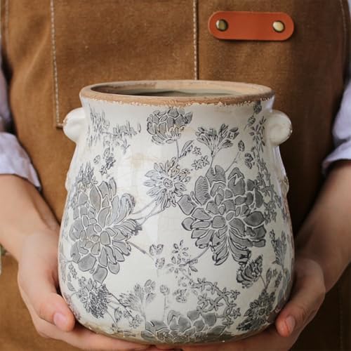 Tuscan Ceramic Planter & Vase, 6.68" Indoor/Outdoor Decorative Plant Pot - Image 6