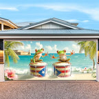 7 * 16ft Vibrant Puerto Rico Garage Door Banner, Tropical Island Style Decor Flag, Retro Castle Pattern Photo Backdrop, Cultural Pride Background for Outdoor Festival Holiday Garage Door Decoration - Image 4