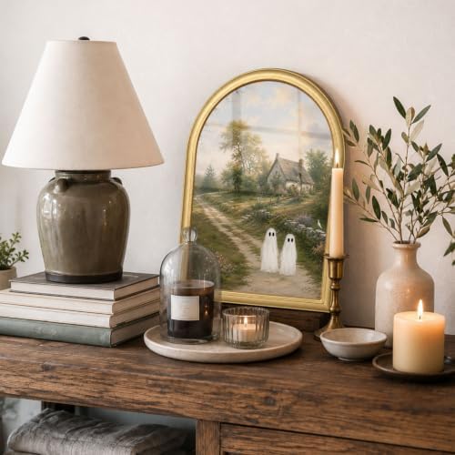 Wheatwin Halloween Artwork for Mantel Tabletop, Gold Arched Framed Wall Art - Image 6
