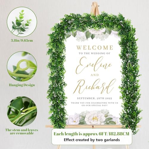 DDHS 2Pcs Artificial Boxwood Garland, 6FT Fake Plant for UV Outdoor - Image 2