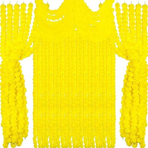 Tigeen 24 Pcs Faux Marigold Flowers Garland 5 Ft Strands,Yellow by Tigeen