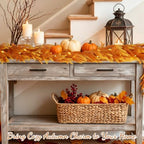 9FT Soft Touch Thanksgiving Norfolk Pine Fall Garland with Timer Lights - Image 6