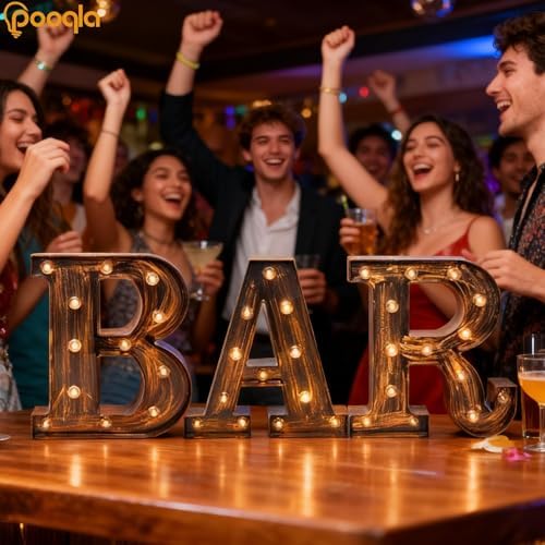 Pooqla BAR Sign for Home Bar Decor, Vintage LED Light Up Bar Sign - Image 7