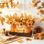 Mason Jar Lights Centerpiece Table Decor-Artificial Sunflowers & Tulips - Image 6