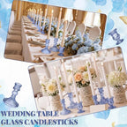 Mumufy 12-piece Blue Glass Candle Holders with Flameless Taper Candles - Image 6