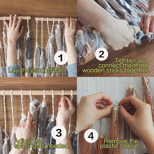 Macrame Wall Hanging Yarn Boho Handmade Wave Tassel Home Decor 47"W*39"L - Image 2