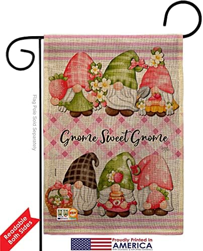 Gnome Sweet Burlap Burlap Garden Flag Set Mailbox Hanger Life Home Flower Vintage Rustic Everyday Floral Classic Small Decorative Gift Yard House Banner Double-Sided Made In USA 13 X 18.5 - Image 2