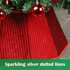 Blissun Christmas Tree Collar, Velvet Foldable Christmas Tree Ring with Silver Dotted line, Christmas Tree Skirt for Artificial Christmas Trees Decoration, Red - Image 5