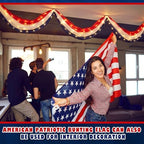 Tegeme 2 Pack 20 Ft X 1.6 Ft Lighted American Flag Bunting Stripes - Image 3