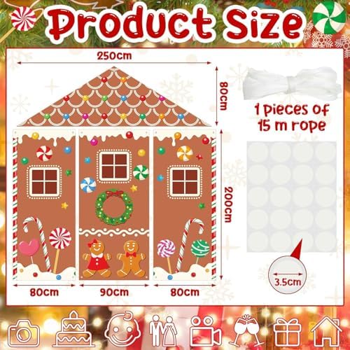 4 Pcs Christmas Gingerbread Door Decorations - Xmas Gingerbread House Backdrop Hanging Banner Porch Sign for Home Holiday Classroom Office Party Decor - Image 2