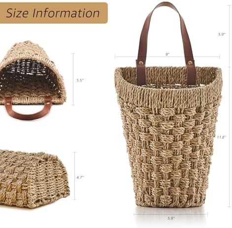 Handwoven Seagrass Boho Front Door Basket for Flower Plants - Image 2