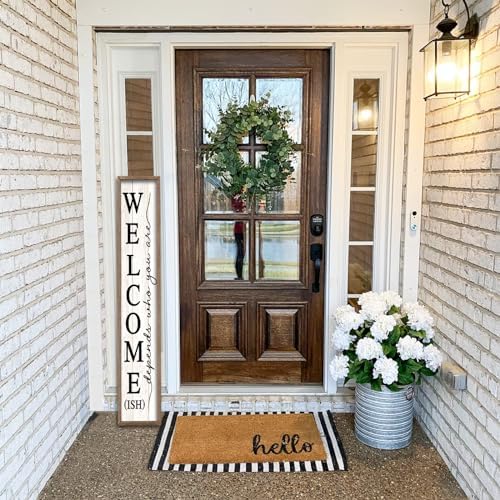 comurdyo Welcome-ish Sign for Front porch Standing 45"X9" Wood White - Image 3