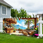 ANNA QUEEN 7x16 ft Garage Door Banner,Reusable Large Outdoor Backdrop for Tropical,Patriotic,Graduation and Christmas Party Decorations (Tropical Beach Bar) - Image 7