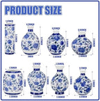 Dandat 8 Pcs Small Blue and White Ceramic Vase, Chinoiserie Floral,Vintage - Image 2