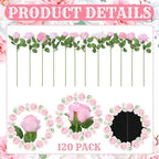 Lyrow 120 Pack Pink Roses Artificial Flowers Bulk Hanging Floating Garland Fake Pink Rose Vine for Ceiling Decoration Wedding Anniversary Bridal Bouquet DIY Floral Arrangement Proposal Romantic Decor - Image 2