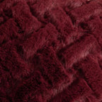 Yaertun Set of 2 Decorative Throw Pillow Covers Thick Plush Wool Throw Pillows Super Soft Luxury Faux Rabbit Fur Velvet Cushion Covers for Couch Sofa Bed Living Room 24x24 Inch Burgundy - Image 3