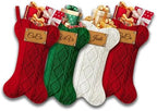 Personalized Dog Christmas Stockings, Custom Name Engraved Christmas Stockings 4 Pack, 16.9” Large Xmas Stocking for Dogs Cats Pets, Bone Shape Fireplace Hanging Holiday Xmas Party Decoration by Bianspz