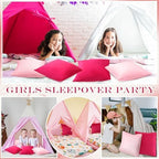 Berlune 12 Pcs Hot Pink Velvet Throw Pillow Cover 18x18 Picnic Cushion Case - Image 5