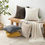 decorUhome Textured Chenille Throw Pillow Covers 16x16 Set of 2 Cream White - Image 6