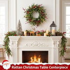 6FT Norfolk Pine Christmas Garland with Eucalyptus Red Berries, Realistic Artificial Cedar for Holiday Mantel, Table, Fireplace, Indoor Porch Xmas Decor - Image 4