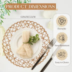 Geosar Round Woven Placemats Bulk Rustic Paper Braided Placemats Boho Natural Non slip Heat Resistant Table Mats for Wedding Party, Dinner Table Centerpiece Decoration, 13 Inch (Light Brown,24 Pcs) - Image 3