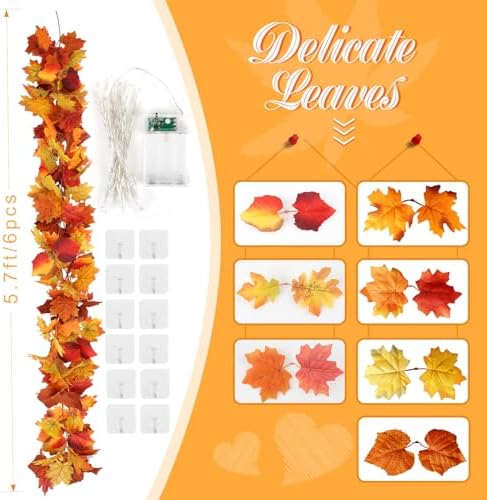 Joyhalo 6 Pack Fall Garland with 6.5FT LED Lights - Image 2