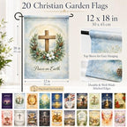 20 Pcs Christian Garden Flags 12x18 Inch Double-Sided Religious Seasonal Garden Flags Set for Outside Bible Verse Cross Yard Flags for Easter Christmas Thanksgiving Lent Advent Outdoor Decor - Image 2